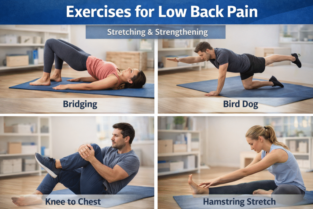 exercises suggested to PHYSIOTHERAY for lower back pain