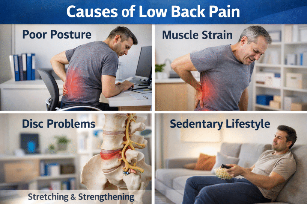 causes of lower back pain and how physiotherapy for lower back works.